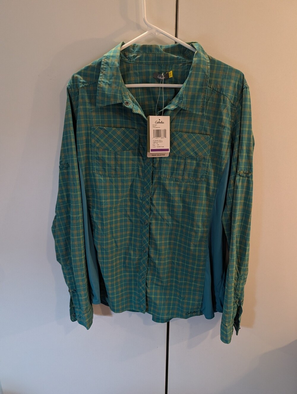Cabela's Teal and Yellow Seaside Plaid Woman's 2XL Button-Down Shirt NWT